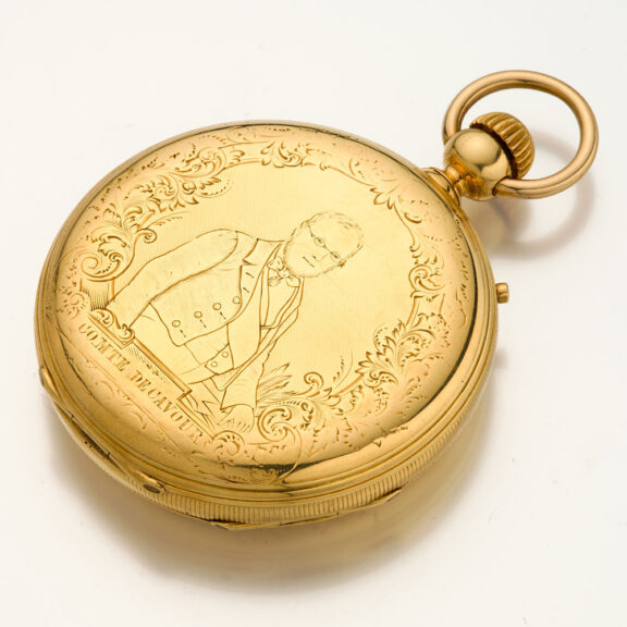 Swiss gold watch with portrait of King Vittorio Emannuele II Circa 1860 Swiss gold watch with portrait of King Vittorio Emannuele II Circa 1860