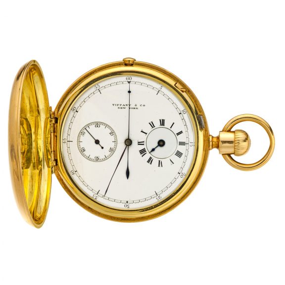 American solid gold chronograph with regulator dial Circa 1875 American solid gold chronograph with regulator dial Circa 1875