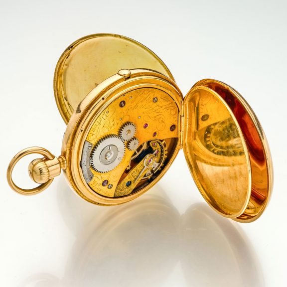 American solid gold chronograph with regulator dial Circa 1875 American solid gold chronograph with regulator dial Circa 1875
