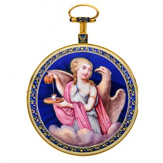 Large Swiss decorative gold and enamel verge watch Circa 1790
