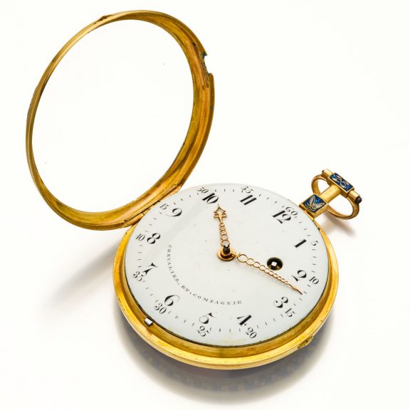 Large Swiss decorative gold and enamel verge watch Circa 1790 Large Swiss decorative gold and enamel verge watch Circa 1790