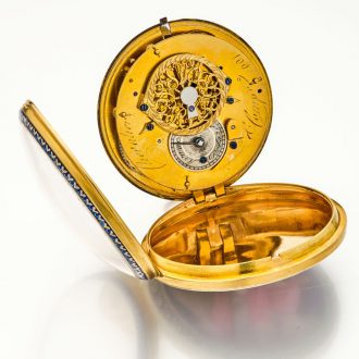 Large Swiss decorative gold and enamel verge watch Circa 1790