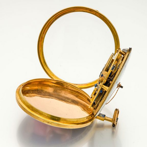 Large Swiss decorative gold and enamel verge watch Circa 1790 Large Swiss decorative gold and enamel verge watch Circa 1790