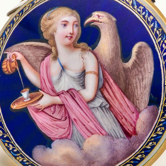 Large Swiss decorative gold and enamel verge watch Circa 1790 Large Swiss decorative gold and enamel verge watch Circa 1790