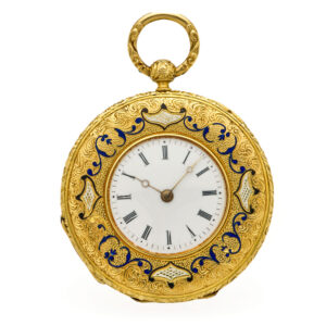 Extremely flat Swiss/French gold and enamel watch Circa 1850