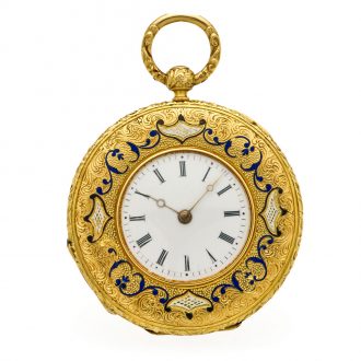 Extremely flat Swiss/French gold and enamel watch Circa 1850