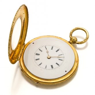 Extremely flat Swiss/French gold and enamel watch Circa 1850