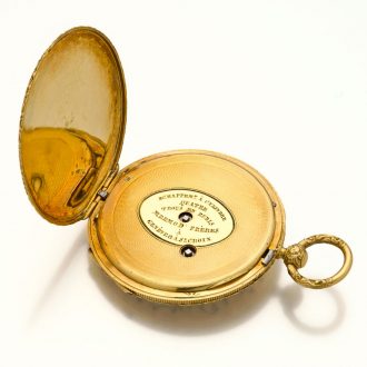 Extremely flat Swiss/French gold and enamel watch Circa 1850