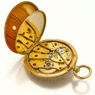 Extremely flat Swiss/French gold and enamel watch Circa 1850