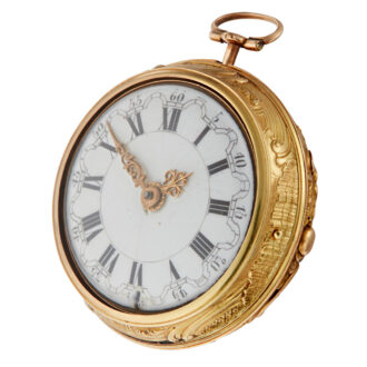An English verge in 20 Carat gold repousse pair cases Circa 1755