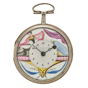 Swiss silver and enamel open faced verge watch Circa 1800