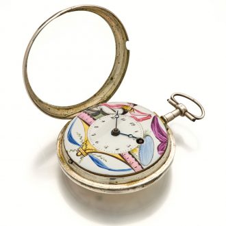 Swiss silver and enamel open faced verge watch Circa 1800
