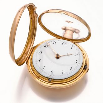 Solid 18K gold English pair cased verge watch Circa 1810-1811