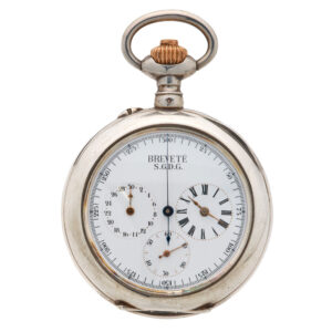 Swiss silver watch with chronograph and regulator dial Circa 1900