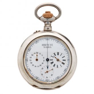 Swiss silver watch with chronograph and regulator dial Circa 1900 Swiss silver watch with chronograph and regulator dial Circa 1900