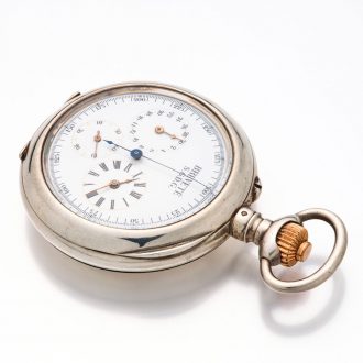 Swiss silver watch with chronograph and regulator dial Circa 1900 Swiss silver watch with chronograph and regulator dial Circa 1900