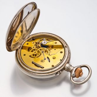 Swiss silver watch with chronograph and regulator dial Circa 1900 Swiss silver watch with chronograph and regulator dial Circa 1900