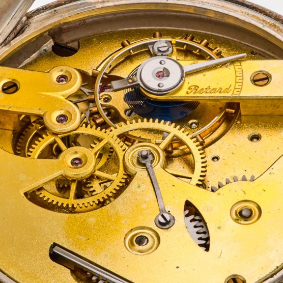 Swiss silver watch with chronograph and regulator dial Circa 1900 Swiss silver watch with chronograph and regulator dial Circa 1900