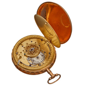 A French gold skeletonised quarter repeating verge Circa 1810 A French gold skeletonised quarter repeating verge Circa 1810