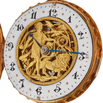 A French gold skeletonised quarter repeating verge Circa 1810 A French gold skeletonised quarter repeating verge Circa 1810