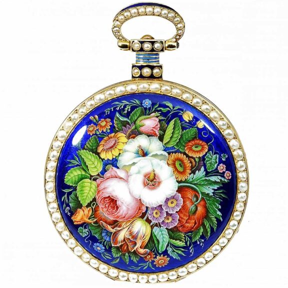 Swiss extremely rare gold, enamel pocket watch Circa 1830
