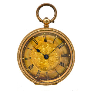 English 14K gold open faced lever pocket watch Circa 1870