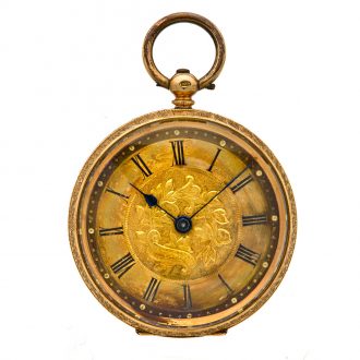 English 14K gold open faced lever pocket watch Circa 1870