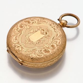 English 14K gold open faced lever pocket watch Circa 1870