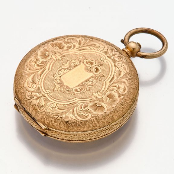 English 14K gold open faced lever pocket watch Circa 1870 English 14K gold open faced lever pocket watch Circa 1870