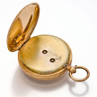 English 14K gold open faced lever pocket watch Circa 1870