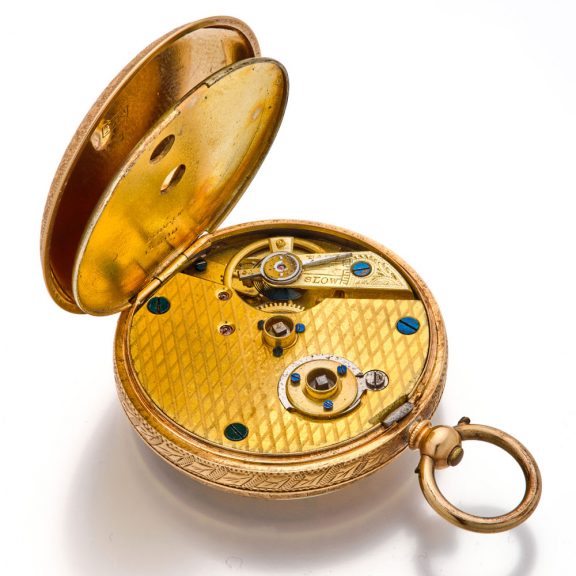 English 14K gold open faced lever pocket watch Circa 1870 English 14K gold open faced lever pocket watch Circa 1870