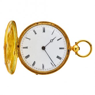 Very fine Swiss 18K gold, enamel and pearl set watch Circa 1870