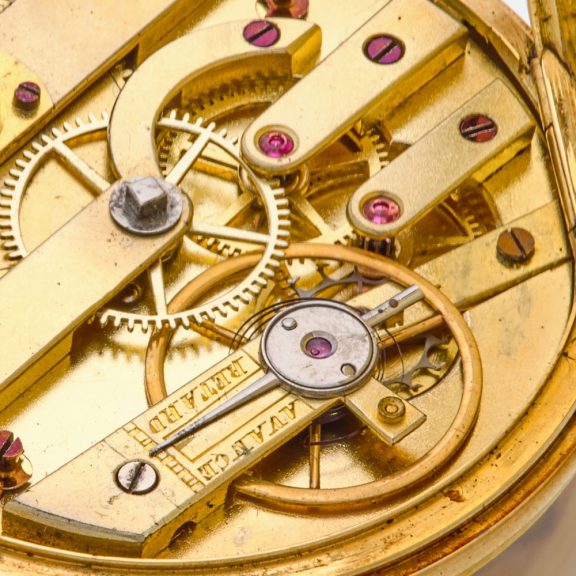 Very fine Swiss 18K gold, enamel and pearl set watch Circa 1870 Very fine Swiss 18K gold, enamel and pearl set watch Circa 1870