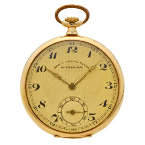 Swiss/Dutch gold open faced Art Deco lever watch Circa 1935