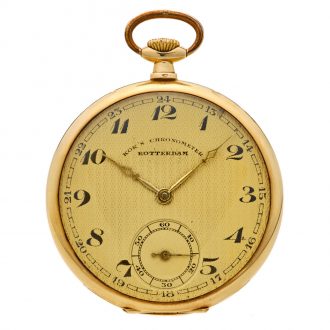 Swiss/Dutch gold open faced Art Deco lever watch Circa 1935