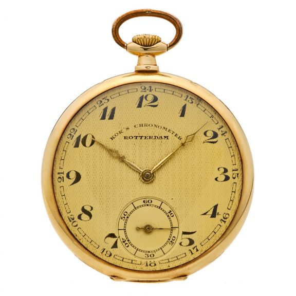 Swiss/Dutch gold open faced Art Deco lever watch Circa 1935