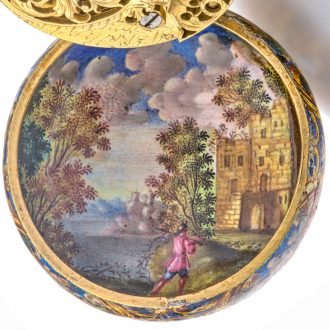 Swiss 21 Carat gold and enamel verge pocket watch Circa 1685
