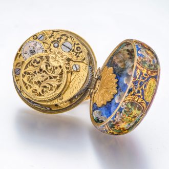 Swiss 21 Carat gold and enamel verge pocket watch Circa 1685