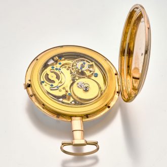 Large Swiss rose gold quarter repeating cylinder watch Circa 1805