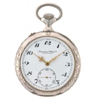 Swiss silver keyless lever with high relief cast case Circa 1907