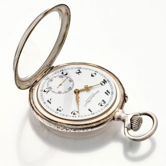 Swiss silver keyless lever with high relief cast case Circa 1907