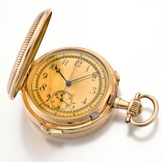 Swiss 14K gold repeating chronograph pocket watch Circa 1920