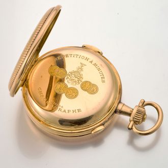Swiss 14K gold repeating chronograph pocket watch Circa 1920