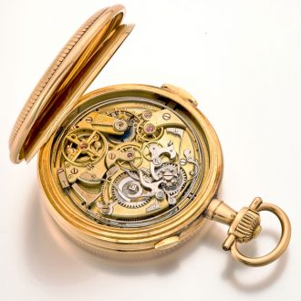 Swiss 14K gold repeating chronograph pocket watch Circa 1920