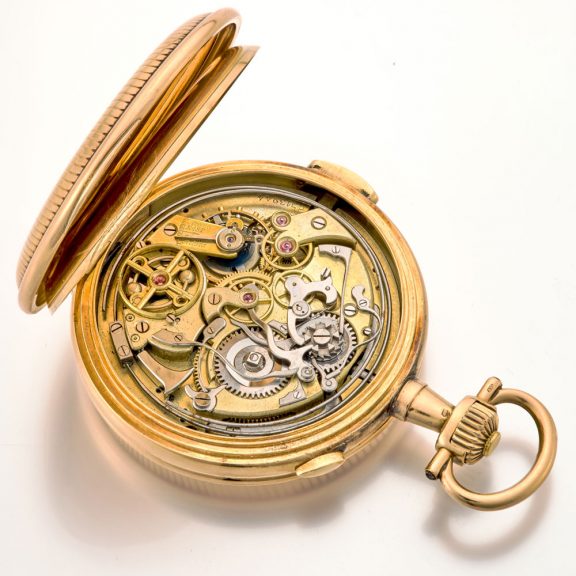 Swiss 14K gold repeating chronograph pocket watch Circa 1920 Swiss 14K gold repeating chronograph pocket watch Circa 1920
