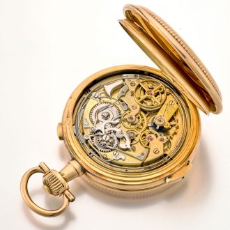 Swiss 14K gold repeating chronograph pocket watch Circa 1920