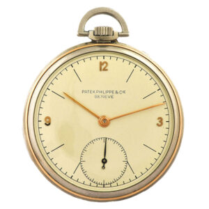 Fine stainless steel and 14 Carat pink gold pocket watch Circa 1938