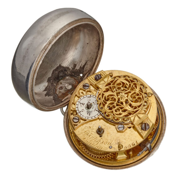 English verge with polychrome enamel painted dial Circa 1773 English verge with polychrome enamel painted dial Circa 1773