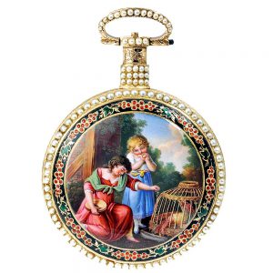 English gold enamel pocket watch of museum quality Circa 1820