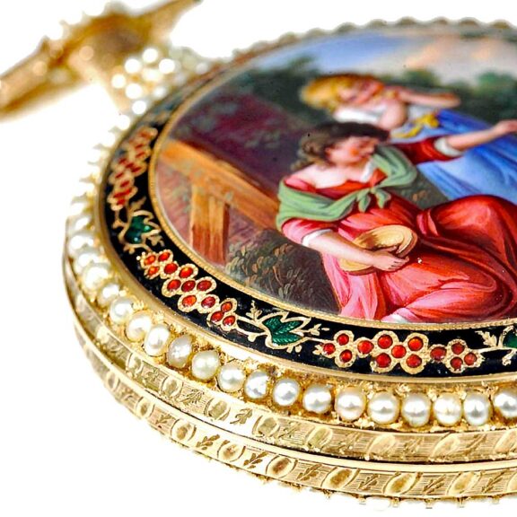 English gold enamel pocket watch of museum quality Circa 1820 English gold enamel pocket watch of museum quality Circa 1820